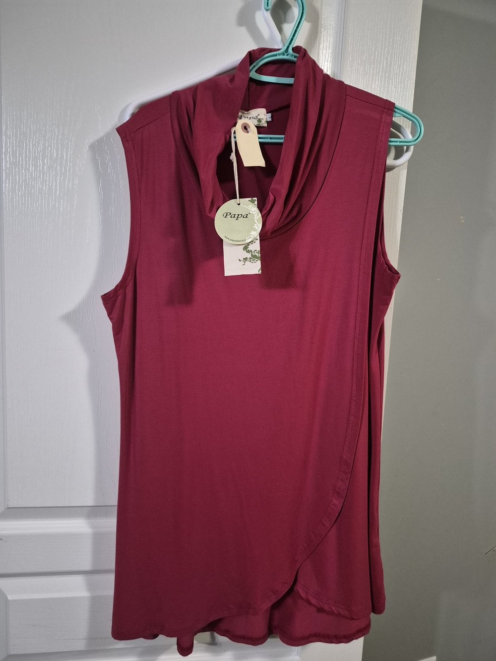 Sleeveless Cowl Neck Wrap-Front Dress - Wine